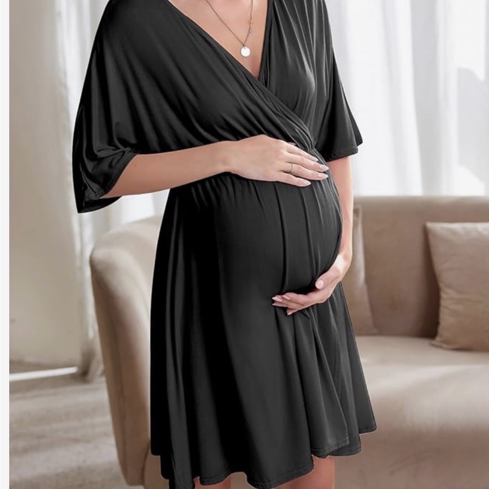 Black Maternity Dress/Labor Gown
